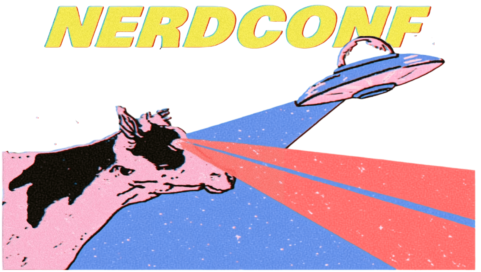 NERDCONF cow firing laser beams toward a UFO