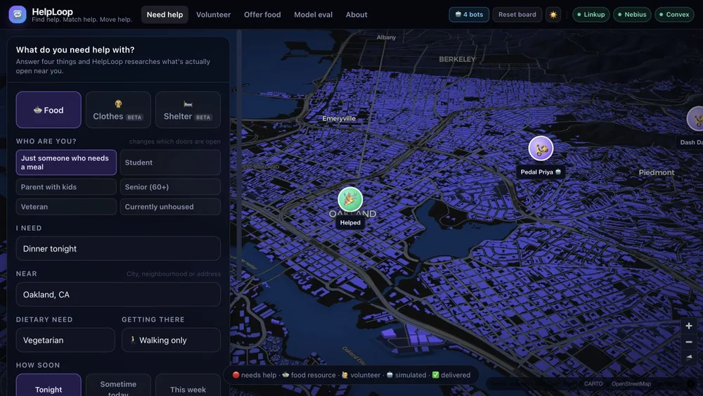 HelpLoop interface from the original project gallery