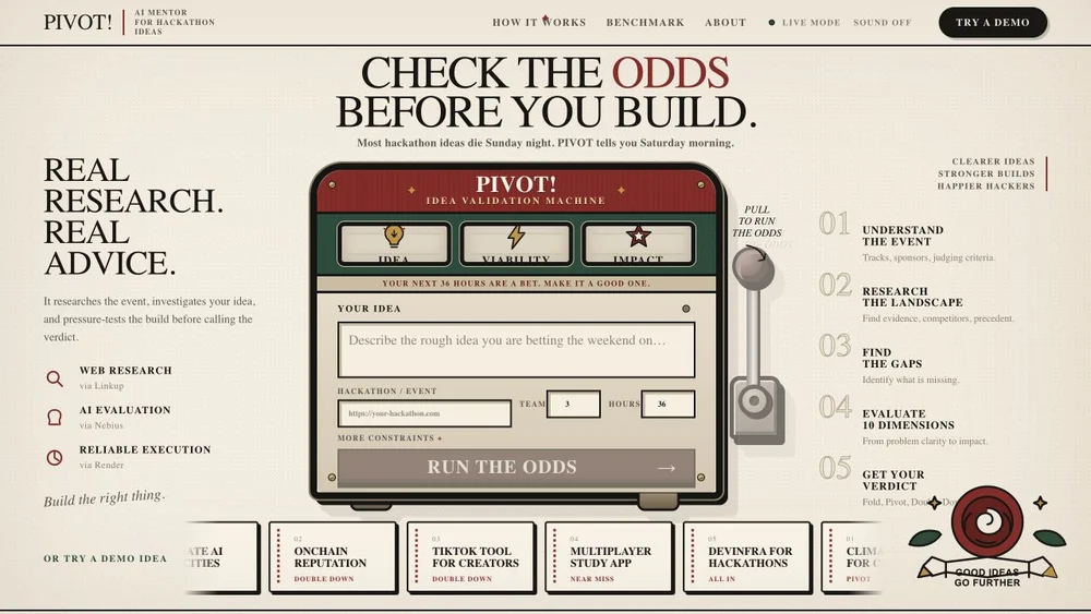 PIVOT! interface from the original project gallery