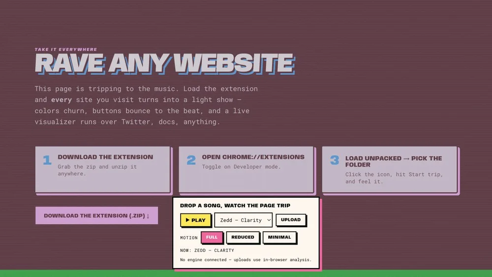 Rave Site interface from the original project gallery
